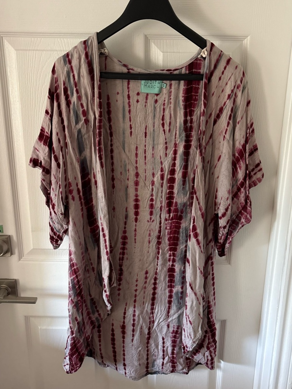 Judith March Tie Dye Boho Fringe Kimono Coverup Size S